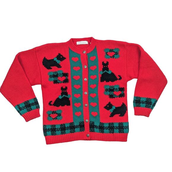 Vintage Hearts and Scotties Cardigan - Picture 1 of 7